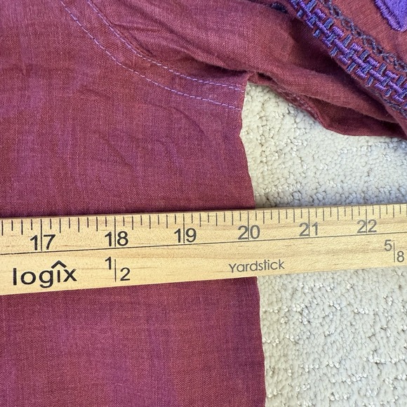Sundance Christiane Embroidered Blouse PM Burgundy Purple Boho Ramie Top $138 - Picture 12 of 14